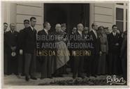 Retrato da Visita do Ministro do Interior - Engenheiro Augusto Cancela de Abreu - Recepção na Câmara Municipal de Angra - Elmiro Mendes, Joaquim Corte-Real e Amaral, Bispo D. Guilherme, Cândido Forjaz, Teotónio Pires