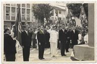 Inauguração da Estátua de Álvaro Martins Homem na Praça da Restauração pelas Comemorações Henriquinas - Teotónio Pires, Contra Almirante Quintanilha de Mendonça Dias 