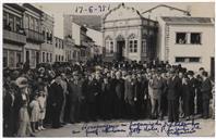 Homenagem na Ribeirinha ao professor de instrução primária António José de Melo - pelos 90 anos - Cândido Forjaz, Manuel Sousa Menezes, Francisco Valadão, Elmiro Mendes, Corte-Real e Amaral. 