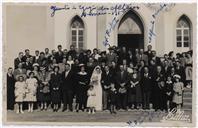 Retrato do Casamento de Maria Ariete Coelho Vaz Homem e Manuel Godinho - Junto à Igreja dos Altares - Frederico Melo, Alfredo Ornelas, Francisco Valadão, Osório Corvelo? Francisco Valadão 