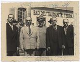 Retrato de Grupo - No Bar-Restaurante "Terra Nostra" - Aeroporto das Lajes - Henrique Menezes, Trigueiro, Isolino, Francisco Valadão, Botelho, Azera. 