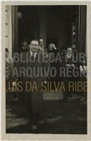 Recepção de Joaquim Moniz de Sá Corte-Real e Amaral - À Porta da Câmara Municipal de Angra do Heroísmo - Joaquim Moniz de Sá Corte-Real e Amaral, Elmiro Mendes, Eliseu Pato François 