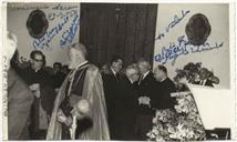 Sarau no Seminário de Angra do Heroísmo - Padre Ivo, Patriarca Alvernaz, Francisco Valadão, Eliseu Pato François. Teotónio Pires, Edmundo 