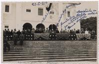 Desfile Militar que assinala o V Centenário do Povoamento da Terceira - Francisco Valadão, Elmiro Mendes, Coronel Alforia, Bispo D. Guilherme, Serrão dos Reis, Toledo, José Frederico Ulrich