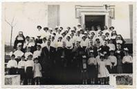 Visita de D. Fernando Cento, Núncio Apostólico de Portugal ao Asilo de infância junialidade - Tomé Parreira, Francisco de Paula Moniz, Bispo D. Manuel Afonso Carvalho