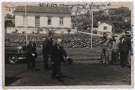 Inauguração das Oficinas da Junta Geral - Bispo D. Guilherme, Henrique Flores, Francisco Valadão, Manuel Sousa Menezes, Soares, Engenheiro Miranda da Silva, Leal Armas