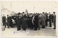 Recepção do Orfeão Académico de Coimbra no Cais de Angra - Chegada no navio "Cedros"- Teotónio Pires, Francisco Valadão, Cândido Forjaz, Eliseu Pato François 