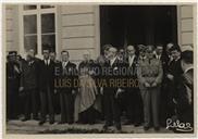 Retrato da Visita do Ministro do Interior - Engenheiro Augusto Cancela de Abreu - Recepção na Câmara Municipal de Angra - Elmiro Mendes, <span class="hilite">Joaquim</span> Corte-Real e Amaral, Bispo D. Guilherme, Cândido Forjaz, Teotónio Pires