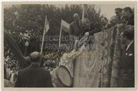 Retrato da Visita do Ministro do Interior - Engenheiro Augusto Cancela de Abreu - Cortejo Regional em Angra - Cândido Forjaz, Joaquim Corte-Real e Amaral, Bispo D. Guilherme, Eliseu Pato François, Costa Braz