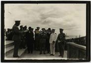 Inauguração do Padrão da Descoberta dos Açores - Armando Monjardim (Presidente da Câmara), Francisco Valadão (Secretário do Governo Civil), Capitão Borges (Governador Civil), António Câmara Melo Cabral (Comandante do Navio de Guerra Vasco da Gama), Coronel Silva Leal (Delegado Especial do Governo Civil), Capitão Mendes, Henrique Brás (notário), Coronel António Silveira Lopes, Capitão Frederico Lopes (discursando)