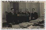 Retrato de Francisco Valadão, Álvaro Castro, Carlos Alberto, Eugénio Valadão e Elmiro Mendes - Na Escola Industrial e Comercial Doutor Salazar