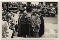 Chegada de D. Fernando Cento, Núncio Apostólico em Portugal - Padre Júlio, Bispo D. Manuel de Carvalho, Francisco Valadão, Manuel de Sousa Menezes, Bretão, Capitão da Polícia Aníbal. 