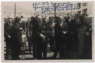 Inauguração das Oficinas da Junta Geral - Bispo D. Guilherme, Henrique Flores, Francisco Valadão, Manuel Sousa Menezes, Soares, Engenheiro Miranda da Silva, Silva Leal