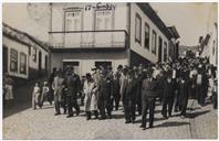 Homenagem na Ribeirinha ao professor de instrução primária António José de Melo - pelos 90 anos - Cândido Forjaz, Manuel Sousa Menezes, Francisco Valadão, Elmiro Mendes, Corte-Real e Amaral. 