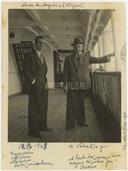 Retrato de Francisco Valadão e António Medeiros de Melo (engenheiro micaelense) a bordo do Lima, em viagem de Lisboa para a Ilha Terceira