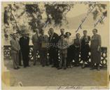 Retrato de Jantar em Casa de Flores Brasil - Virgilio Rosa, Ricardo Jorge, Francisco Valadão, Cândido Forjaz, Vitorino Nemésio, Carlos Vasconcelos, José Forjaz (Visconde das Mercês), Evangelina Machado Valadão, Felizbela Rosa, Maria Elvira <span class="hilite">Borges</span> Flores Brasil