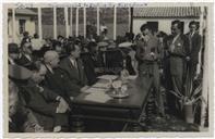 Inauguração do Bairro de Pescadores em São Mateus da Calheta - Presença do Rádio Clube de Angra - Manuel de Sousa Menezes, Leal Armas, Francisco Valadão, Eliseu Pato François 