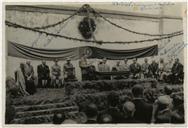 Inauguração da Central Eléctrica pelo Engenheiro Arantes de Oliveira - Rua do Marquês - Bispo D. Manuel Afonso de carvalho, Coronel Alforia, Corte-Real do Amaral, Manuel de Sousa Menezes, Leal Armas, Elmiro Mendes, Francisco Valadão, Flores Brasil, Abecassis e Anselmo da Silveira.